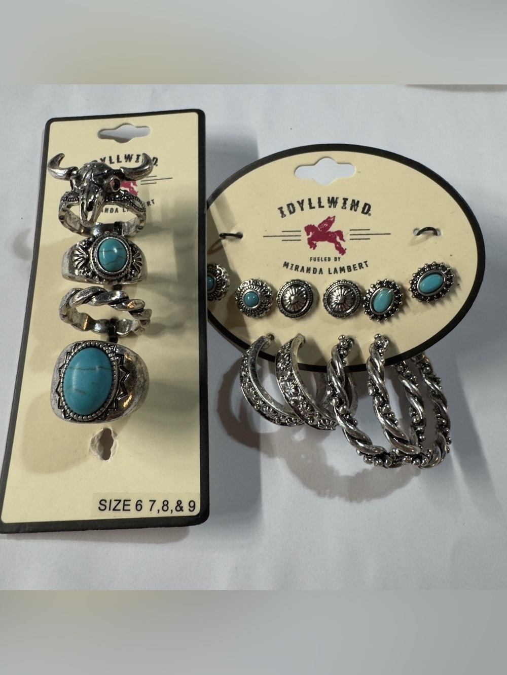Idyllwind Silver-Tone Turquoise Ring and Earring Set with Blue Stones